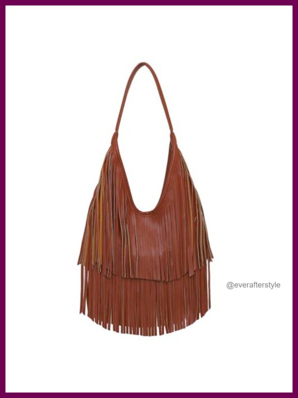 Vegan Leather Fringe Hobo Shoulder Bag Layered Tassel Women Purse